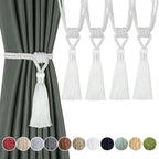 Fenghuangwu Curtain Tiebacks Tassel Tie-Backs, Rope Curtain tie Backs Handmade Curtain Holdbacks Made from Polyester (White, 4p)