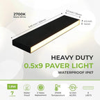 LUMENGY Paver Light Slim 0.5x9 Inch (0.55X8.85X2.2) Glare-Free Steel Brick Lighting for Pavers, Walls, Driveway & Pathway Borders 2700K Warm White, Waterproof IP67, Drive-Over Rated - 12V AC/DC