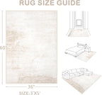 MXSANYOO Area Rug 3x5 Modern Abstract Beige Washable Non Slip Stain Resistant Indoor Rectangular Bedroom Kitchen Entryway Office