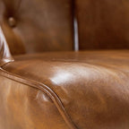 Furnimart Faux Leather Accent Chair Mid Century Modern Living Room Chairs; Comfy Armchair Leisure Vanity Guest Wingback Chair for Office Study Vanity Bedroom Waiting Room PU Yellow Brown