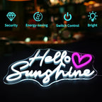 Hello Sunshine Neon Signs for Wall Decor White LED Neon Sign for Room Neon Light Sign for Wall Decor Birthday Party USB Powered