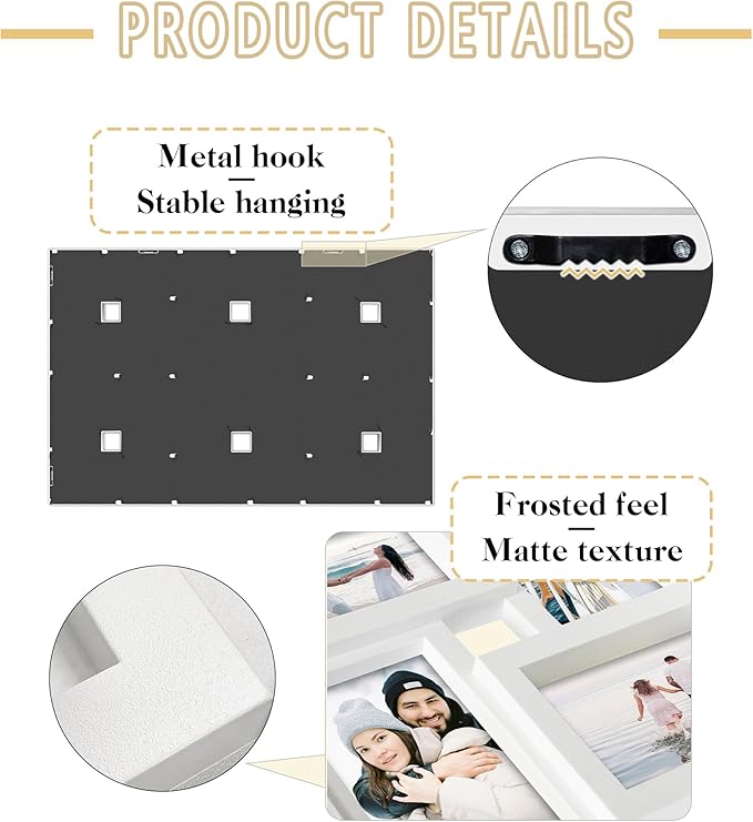 Jerry & Maggie 4×6 collage frame 24 pictures, picture frames collage wall decor, 24 slot picture frame Wall Hanging For 6×4 Photo, White