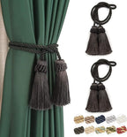 Fenghuangwu Curtain Tiebacks Handmade Decorative Curtain Holdbacks Rope with Tassel (Charcoal, 2P)