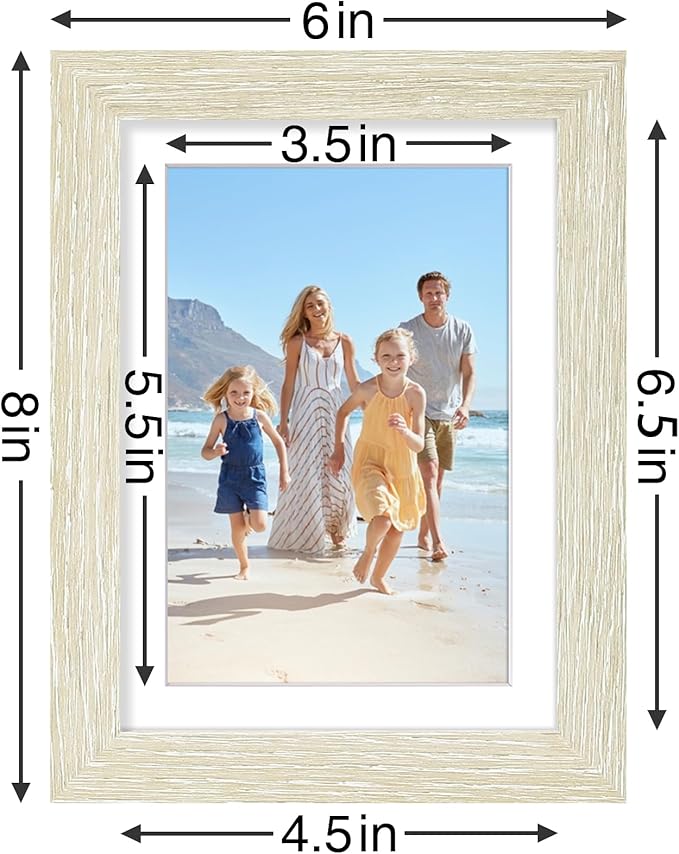 Vittanly 5x7 Picture Frames Set of 9, Shatter Resistant Plexiglass, Display 4x6 Pictures with Mat or 5x7 without Mat, Photo Frames for Wall or Tabletop, Engineered Wood, Cornsilk