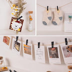 100Pcs Black Clothespins with String, 1.4Inch Wooden Clothes Pins with 328Ft Jute Twine, Mini Photo Display Clips, Black Clips for Hanging Photo, DIY Crafts,Wall Art, Baby Shower