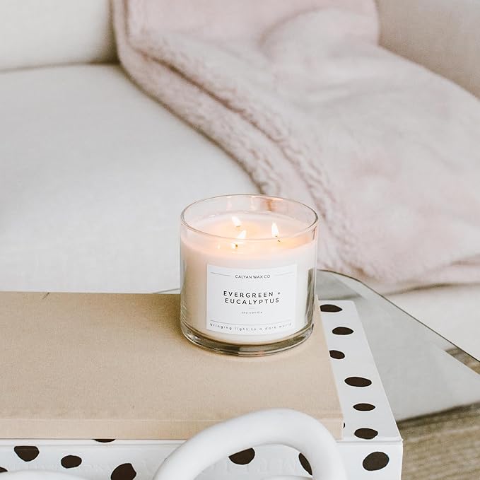 Calyan Wax Co. 3 Wick Candle, Seaside + Citrus Scented Candle, 43 Hour Burn Time, 3 Wick Soy Candles, Non Toxic & Vegan Soy Wax, Glass Jar Scented Candles, 14.9oz