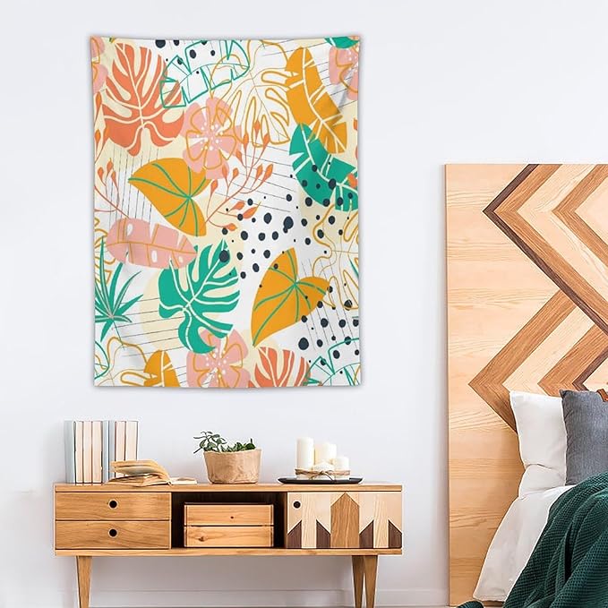 ICMOLYYENLO Tropical Palm Leaves Wall Tapestry, Wall Art for Room Decoration Beautiful Wall Hanging for Bedroom Living Room Dormitory Apartment 40x60 Inch