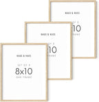 HAUS AND HUES Beige Wood Oak 8x10 Picture Frame, Set of 3 - Modern Wood Wall Art Display - Lightweight 8x10 Frame Set of 3 for Art Prints, Photos, Posters - Ready-to-Hang Vertically & Horizontally
