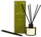 Craft & Kin Amber Moss Reed Diffuser | All Natural Essential Oil & Rattan Scent Sticks | Fall Reed Diffusers for Home, Bathroom | Long Lasting Home Fragrance in Green Glass, 3.4oz