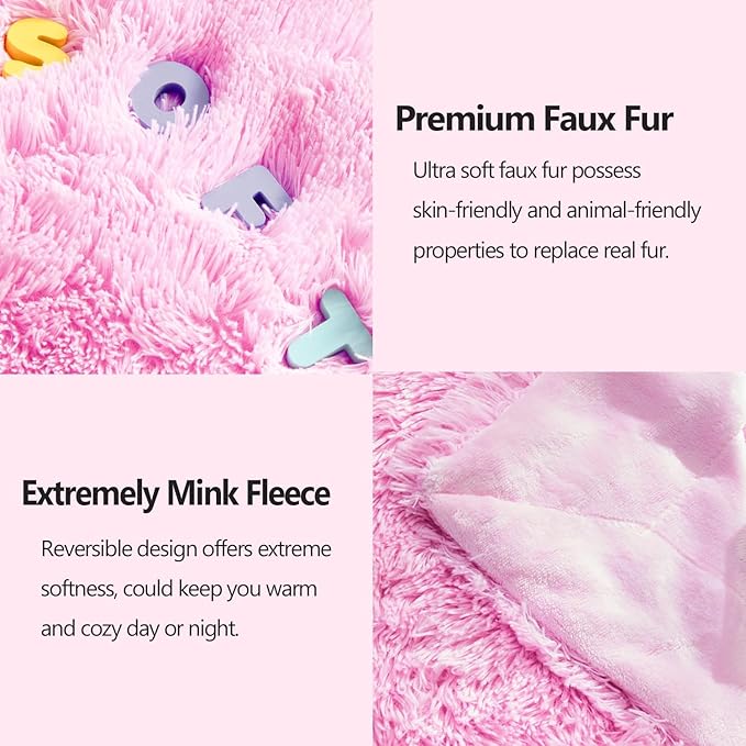 GONAAP Fuzzy Faux Fur Throw Blanket Twin Size Light Pink Super Soft Cozy Plush Fuzzy Shaggy Blanket for Couch Sofa Bed (Light Pink, Twin(60"x80"))