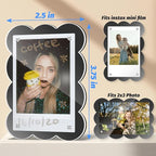 5 Pack Acrylic Polaroid Frame for Refrigerator, Magnetic Wallet Size Picture Frame Fits Mini Instant Film and 2x3 Photo Paper, 2.5x3.75 Magets Frame for Fridge (Scalloped)