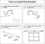 Curtain Rods for Windows 16 to 170 Inches Adjustable Length 1 Inch Diameter Window Curtain Rod with Aluminium End Cap, Antique Bronze
