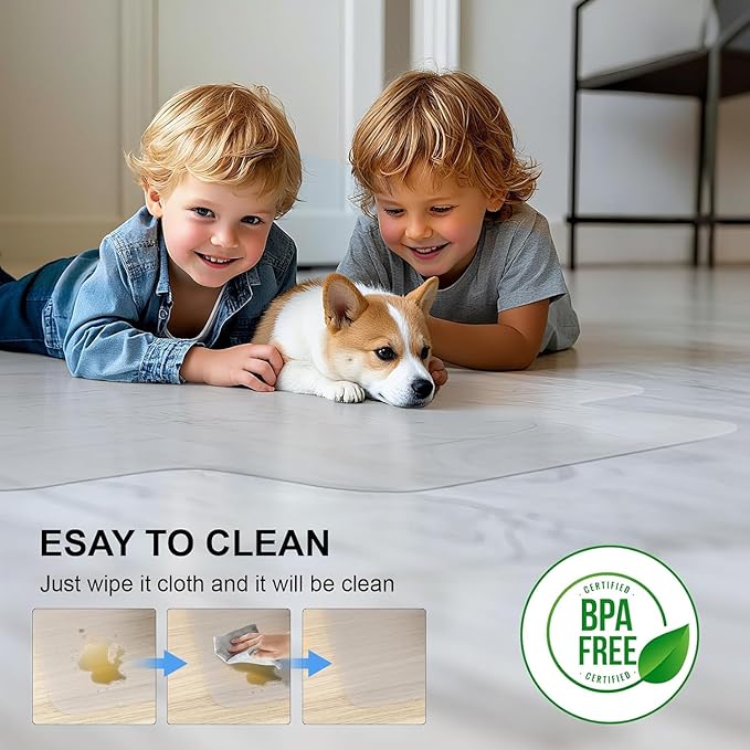 Office Chair Mat for Hard Floors,36"x48" Desk Mat for Chair on Hardwood Floor,Non-Slip Hard Floor Protector Desk Chair Mat for Home,Vinyl Floor Mat for Kids & Pets - Not for Carpet (2 Pack)