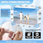 Aheroi 5x7 Acrylic Photo Frames, 3 Pack Clear Acrylic Picture Frame, Freestanding Scalloped Magnetic Picture Frames, Transparent Double Sided Frameless Frame for Desktop, No Instal No Toxic