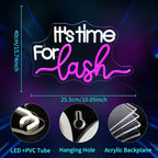 It's Time For Lash Neon Sign, JGHTURIE Led Neon Signs for Wall Decor Pink Light Up Sign for Lash Salon Preppy Girls Beauty Makeup Room Nails Hair Bar Signs Gift USB Powered