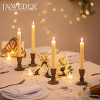 Wooden Taper Candle Holders: Wood Candlestick Holders Rustic Brown Farmhouse Fall Decor for Living Room Dinning Table Centerpiece Christmas Set of 2