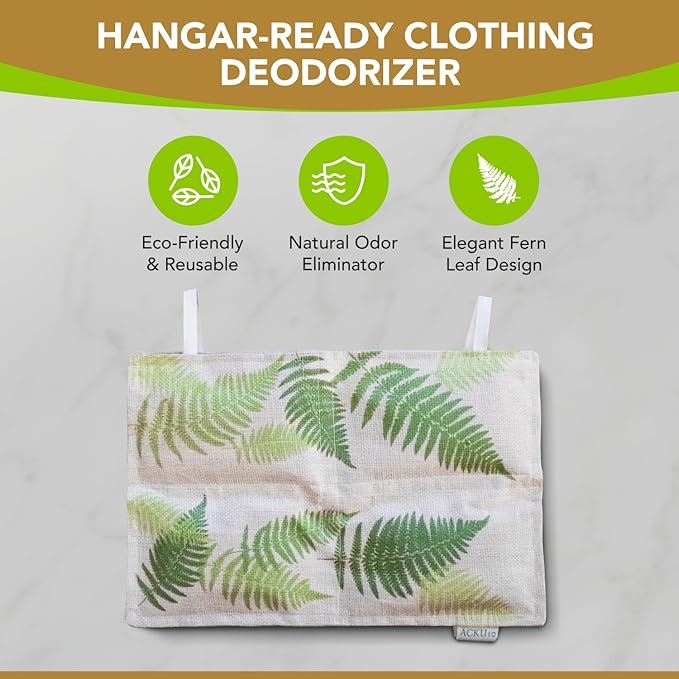 Hanging Bamboo Charcoal Natural Odor Absorber for Clothing, Closets, Wetsuits, Gym Bags & More – Fragrance-Free, Chemical Free, Reusable, Long-Lasting (3-Pack)