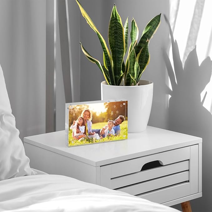 SYNTRIFIC 4x6 Acrylic Frames 6 Pack,10+10mm Thickness Acrylic Picture Frames,Freestanding Double Sided Magnetic Picture Frames Lucite Frameless Transparent Gift for Desktop Display