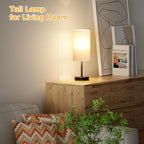 Tall Touch Bedside Table Lamp with USB - 3 Way Dimmable Black Lamps for Bedroom Nightstand, Desk Lamp with Black Charging Station for Dorm, Office, Kids Room