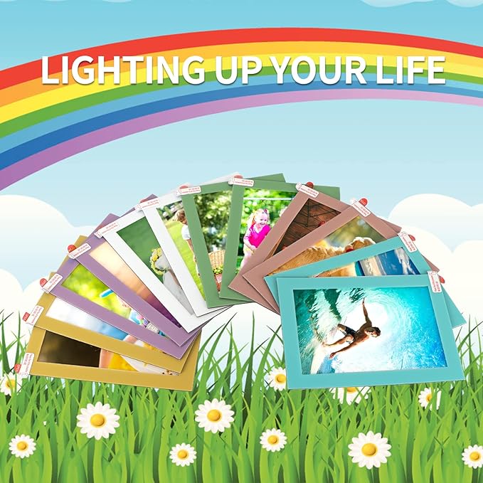 CRUGLA 12 Packs Colorful 4x6 Magnetic Picture Frames for Refrigerator Locker, Colored Peel and Stick Frame Bulk, 4 by 6 Photo Holders for Fridge Dishwasher Whiteboard, 6 Colors