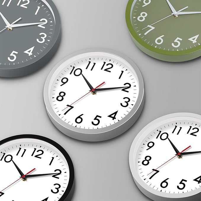 Wall Clock Small Analog 8 Inch Silent Non Ticking Battery Operated Modern Simple Decorative for Kitchen Office Bedroom Bathroom Living Room(Olive Green)