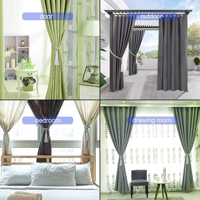 Fenghuangwu Curtain Tiebacks Tassel Tie-Backs, Rope Curtain tie Backs Handmade Curtain Holdbacks Made from Polyester (White, 6p)