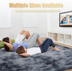 6x9 Fluffy Area Rug for Living Room,Shag Area Rugs for Bedroom,Tie-Dyed Black Soft Fuzzy Rug Non-Shedding Indoor Plush Carpet for Kids Bedroom Nursery Dorm Home Decor