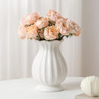 White Ceramic Vase, 7.6 Inch Flower Vase Home Decor Modern Decorative Vases for Bouquet, Unique Vases for Farmhouse Living Room Cabinet Table Centerpieces Wedding Decorations