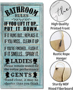 Rustic Western Bathroom Decor - Funny Wall Signs, Farmhouse Country Rules Wall Decor C1