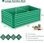 Land Guard 6×3×2 ft Galvanized Metal Raised Garden Bed, 2FT Deep Root Elevated Planter Box Steel Large Vegetable Flower Bed Kit(Green)