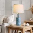 PoKat 26'' Farmhouse Ceramic Table Lamps Set of 2, Blue Bedside Lamps for Living Room, Nightstand Lamps for Bedroom Night Stands, Bedroom Lamps for Side Table End Table Hallway, Blue