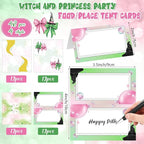 Tellingyou 48 Pcs Pink and Green Party Decorations Place Setting Cards Name Tent Cards for Table Setting Witch Party Table Decor for Sorcery-themed Book Clubs Witch Invitation Bingo Game.