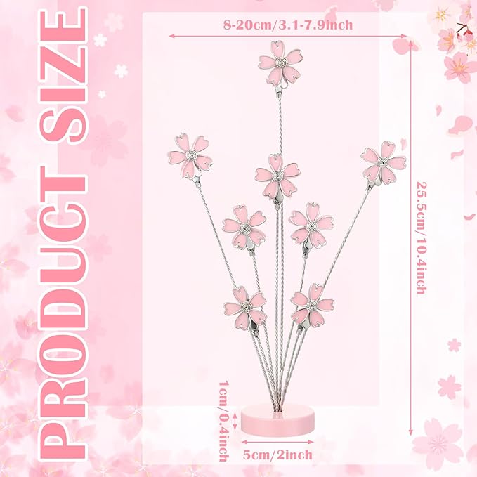 Tandefio Photo Tree Holder Clip, 8 Branch Money Family Tree Gift Card Holder with Clips Picture Frame Stand for Memo Paper Note Wedding Photo Display Office Decor(Pink)