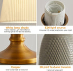 Gray Textured Ceramic Table Lamps 22.75", Modern Bedroom Table Lamp Decor for Living Room Bedroom Office Desk End Bedside Tables