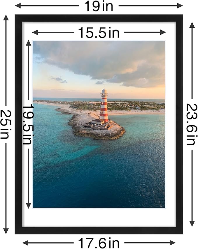 Vittanly 18x24 Picture Frames Set of 9, Shatter Resistant Plexiglass, Display 16x20 Pictures with Mat or 18x24 without Mat, Photo Frames for Wall or Tabletop, PVC Frame, Black