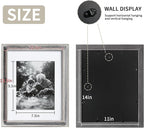 Yaetm 11x14 Rustic White Wood Picture Frame with Mat for 8x10, Weathered Solid Wood Frame with Real Glass, Distressed White Wooden Photo Frames 11 x 14 for Tabletop & Wall Mount, 2 Pack