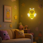 Bee Neon Sign Wall Art, Honey Bee Decor for Bedroom Living Room Office Patio Garden Stores, USB-Powered Energy-Saving Light with Hanging Kit, Gifts for Kids,Women,Beekeeper