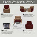 Easy-Going 4 Pieces Oversized Recliner Stretch Sofa Slipcover Sofa Cover Furniture Protector Couch Soft with Elastic Bottom Polyester Spandex Jacquard Fabric Small Checks Wine,X-Large