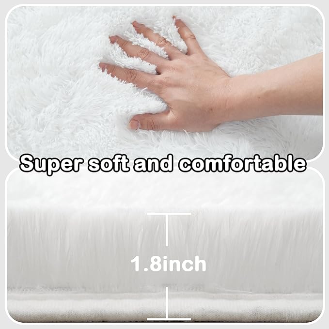 10x12 Area Rug Living Room: Large Shag Rug 10x12 for Living Room - White Area Rug 10 X 12 Soft Plush Shaggy Fuzzy Modern Indoor Carpet for Bedroom.