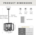 ANKYLHUA Black Chandelier,6-Lights Ceiling Light Fixture E12,Adjustable Hight Pendant Lights Kitchen Island,Chandeliers for Dining Room Bedroom,Entryway,Foyer