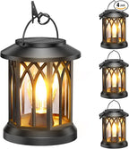 WdtPro Solar Lanterns Outdoor Hanging 4 Pack, Upgraded Bright Waterproof Lantern for Outside, Over 12Hrs Powered Lights for Garden, Yard, Patio Decor (Warm Light)