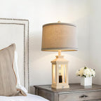 BOBOMOMO 23.75" Antique White Farmhouse Table Lamps Set of 2 – Vintage Nightstand Lamps with 3 Way Dimmable Touch Control Night Light & USB A+C Ports, Rustic Lamps for Bedroom, Living Room, Hallway