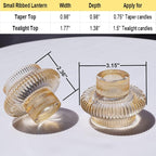 VOHO Champagne Gold Taper Candle Holders for Table Centerpiece, Classic Ribbed Candlestick Holders for Birthday Party Wedding Decor, Versatile Glass Candle Holder for Tealights/Taper Candles(Set of 6)