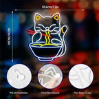 Neon Sign, Cat Ramen Neon Signs for Wall Decor Neon LED Signs Room Neon Light Up Signs Home Decor for Business Restaurant Bedroom Club Party Bars Shop Decoration USB Operated