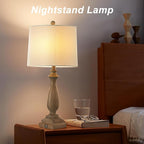 𝟐𝟔-𝐈𝐍𝐂𝐇 Rustic Table Lamp Set of 2 for Living Room, Vintage Farmhouse Bedside Lamp with USB Charging Port, 3 Way Dimmable Resin Nightstand Lamps with White Shade for Bedroom, End Table