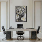 MLART99 Gold African American Wall Art Black Woman Wall Decor with Frame Vertical Floral Canvas Painting Modern Print Bedroom Living Room Decor 24x36 Inch