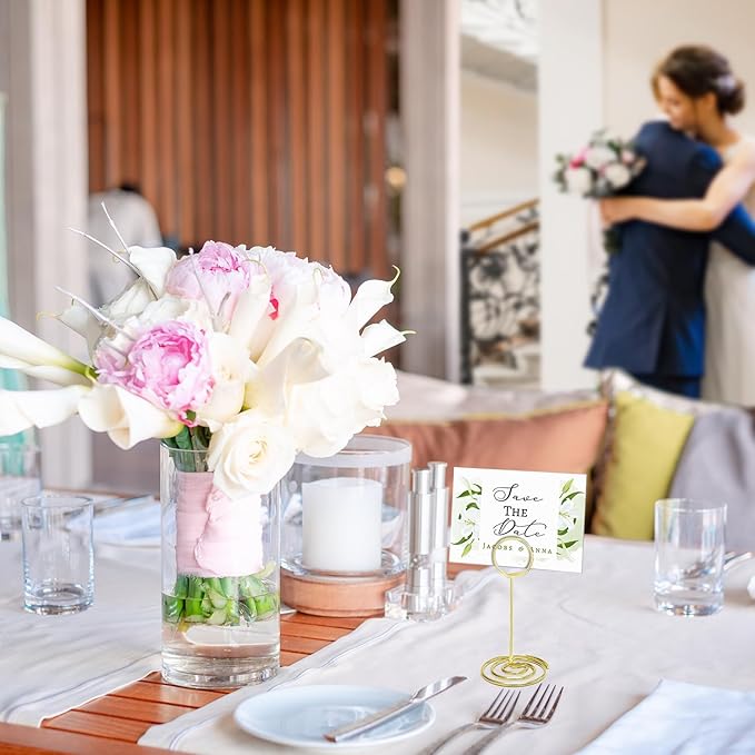 Table Number Holders 20Packs - 3.35 Inch Table Number Stands Place Card Holder for Wedding Party Graduation Reception Restaurant Home Photo Picture Office Memo (Gold, 3.35")