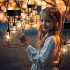 Solar Hanging Lantern with Rope, Vintage Industrial Pendant Light, 12.8" Solar Powered Outdoor Lantern, IP65 Waterproof Garden Light, Warm White Glow, Rechargeable for Patio, Porch, Yard Decor