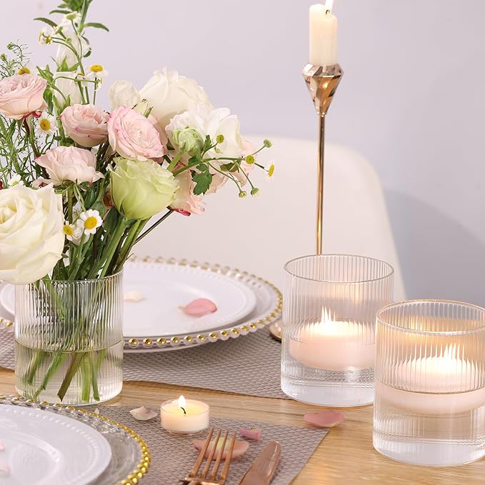 Glass Cylinder Vases for Centerpieces - 4 Inch Small Flower Vase for Wedding Decorations, Clear Glass Flower Vases Floating Candle Holder for Table Centerpiece Wedding Home Decor (6 Pack)