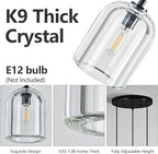 Modern Black Pendant Lights Kitchen Island Ceiling Chandelier Indoor Crystal Hanging Light Fixtures for Dining Room Kitchen Living Room Bedroom（3Light）